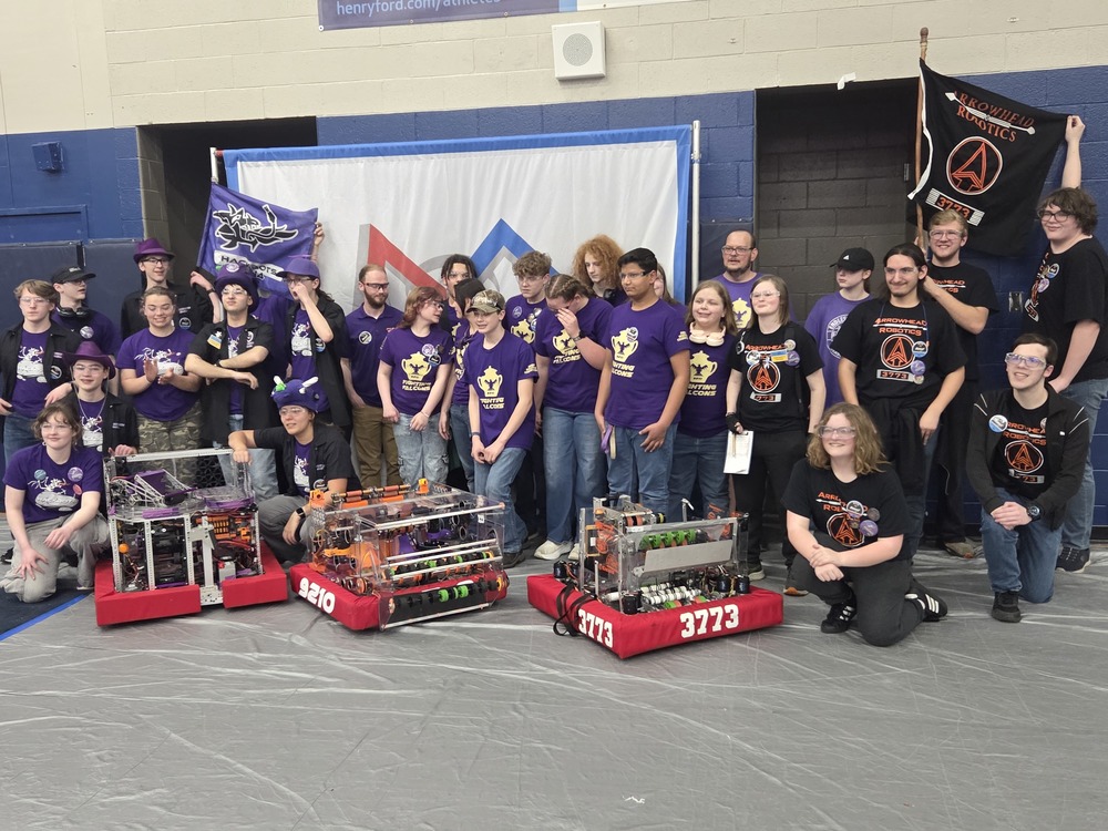Arrowhead Robotics is incredibly grateful to have been selected in the 3rd round by the amazing teams 9210 Fighting Falcons (Jackson) and 3414 Hack Bots (Farmington Hills)! Our drive team brought their best—staying competitive, focused, and supportive every step of the way. Working together as an alliance, we’re proud to have contributed to bringing home a 1st place win at this competition! 🏆 Huge congratulations to our alliance partners for their skill, teamwork, and sportsmanship. What an unforgettable experience! #onetribe