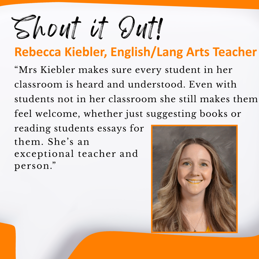 📚 Staff Spot-Lit Alert! 🌟 Let’s give a novel round of applause to Rebecca Kiebler, English/Language Arts Teacher at Tecumseh High School, our Shout it Out Star of the Week! 💬👏 Know another staff member or volunteer who deserves proper recognition (no citation page required)? 🎉 Give them a shout-out by filling out this quick form: 👉 https://forms.gle/xfdd9L5fHYbqYrVg7 Let’s keep celebrating the people who write the story of our district’s success! 🙌 #ShoutItOut #OneTribe