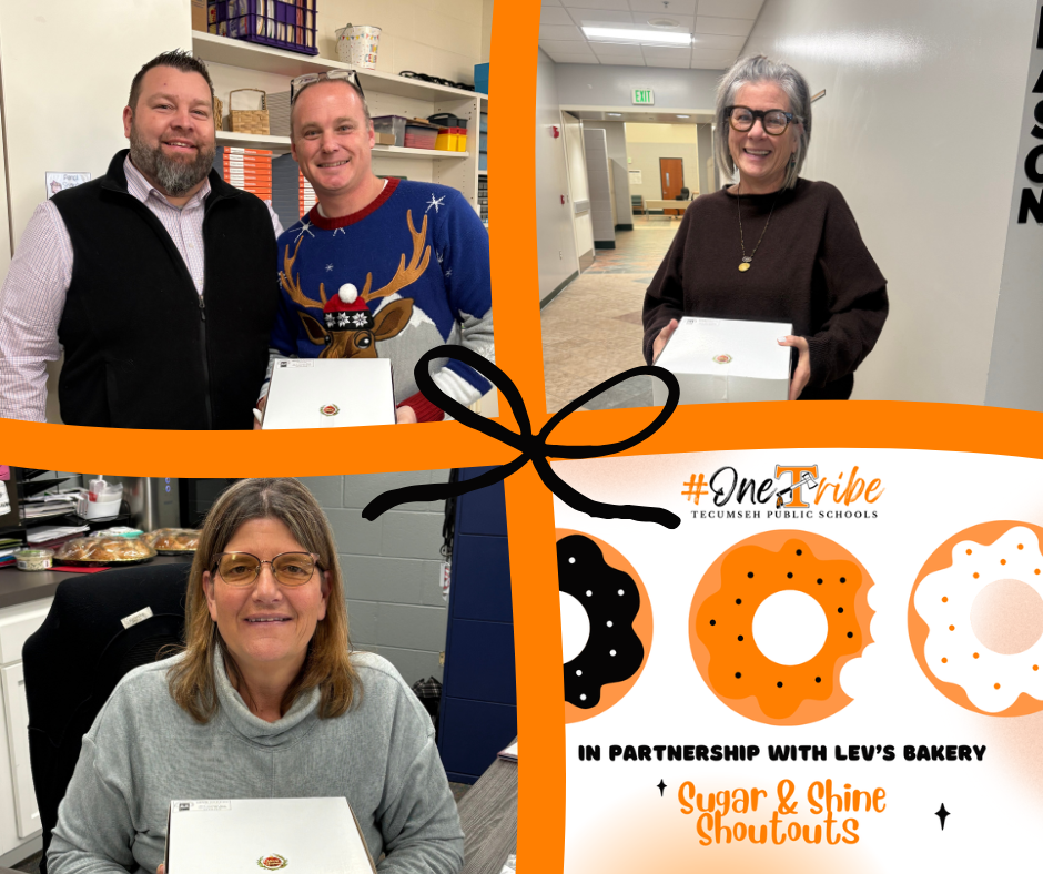 🎉 Sweet News Alert! 🍩✨  We’re excited to launch Sugar & Shine, a new doughnut drop-in tradition celebrating the amazing people who make our district such a special place! Each week, thanks to a generous donation from Lev’s Bakery, we’ll surprise staff who go above and beyond with a box of sweetness and a whole lot of appreciation.  This week’s honorees are: 👏 Matt Schmidt – 4th Grade Teacher at TMS 👏 Theresa Dunnavan – Secretary at Sutton ELC 👏 Kelly Mason – Special Education Teacher at THS  Thank you for the heart, dedication, and everyday impact you bring to our students and community. You make our district shine! 🌟  Be on the lookout… you never know who we’ll surprise next week! 🍩  You can submit a shoutout here: https://forms.gle/GjopkQhGacEWK1ii9  #onetribe