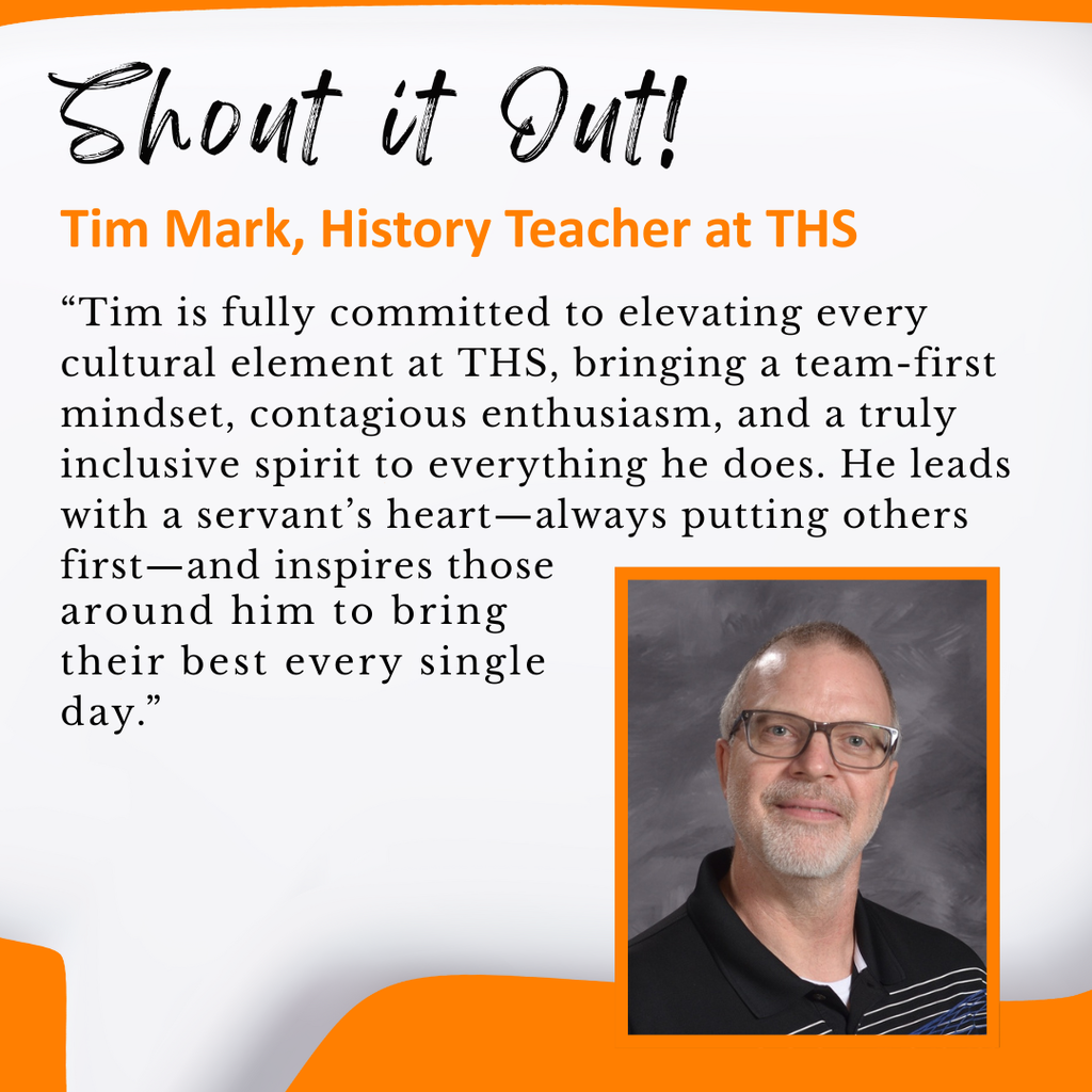 🏛️ Staff Making History Spotlight! 🌟  Let’s give a revolutionary shout-out to Tim Mark, Tecumseh High School History Teacher and this week’s Staff Spotlight Star! 💬  From turning dates into aha! moments to leading discussions that are truly groundbreaking, Mr. Mark helps students connect the past to the present—no time machine required. ⏳✨  Know a staff member or volunteer who deserves recognition that will stand the test of time? 🎉 Give them a shout-out by filling out this quick form: 👉 https://forms.gle/xfdd9L5fHYbqYrVg7  Let’s keep celebrating the people who prove that learning can be historic! 🙌 #ShoutItOut #OneTribe