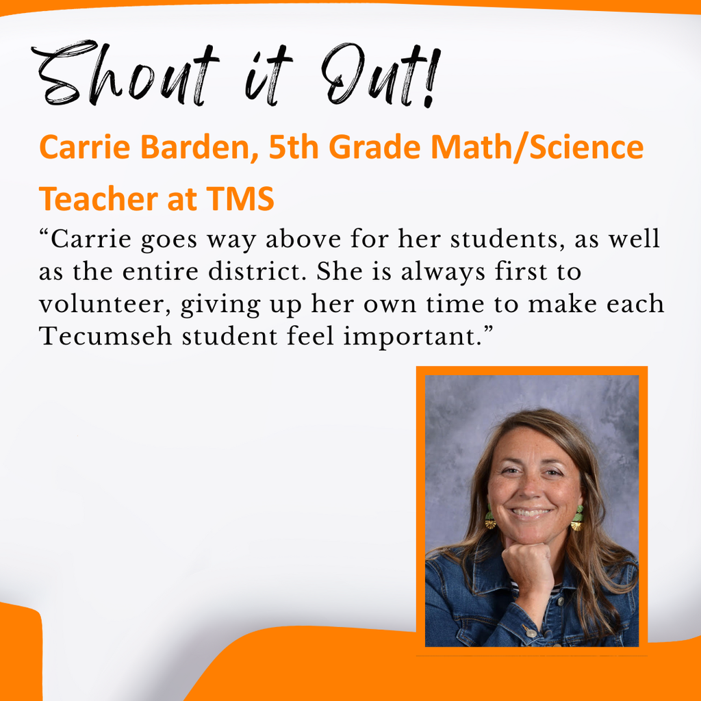 🔢🧪 Staff Sum-Thing Special Spotlight! 🌟  Let’s multiply the applause for Carrie Barden, 5th Grade Math & Science Teacher, this week’s Staff Spotlight Star! 👏✨  She adds excitement to every lesson, subtracts confusion, and always has the right formula for making learning fun!  Know another staff member or volunteer who deserves recognition that really measures up? 🎉 Give them a shout-out by filling out this quick form: 👉 https://forms.gle/xfdd9L5fHYbqYrVg7  Let’s keep celebrating the people who help our students solve, explore, and shine! 🙌 #ShoutItOut #OneTribe