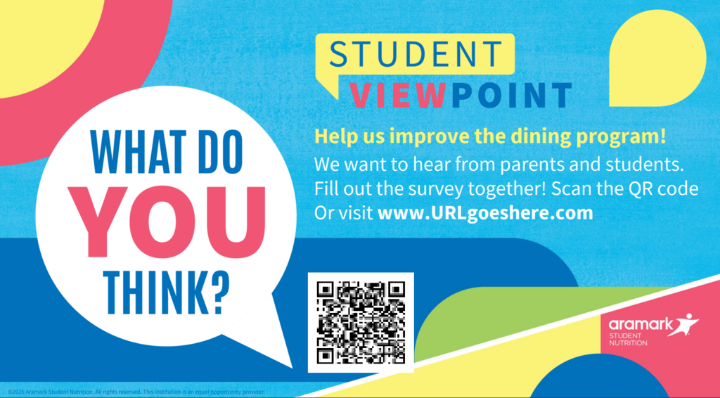 📣 Aramark Wants to Hear From You!  Aramark is inviting students and families from Tecumseh Public Schools to share feedback about our food service program now through February 27th. Your input helps Aramark better understand the overall dining experience and continue improving meal options for our students. 🥗 Please take a moment to complete the survey by: ✅ Scanning the QR code in the attached graphic, or ✅ Using the survey link here: https://app.smartsheet.com/b/form/019c0a57023478c6bc582fce6124f0bf  Your feedback is important and appreciated—thank you for helping us make our food service program even better!