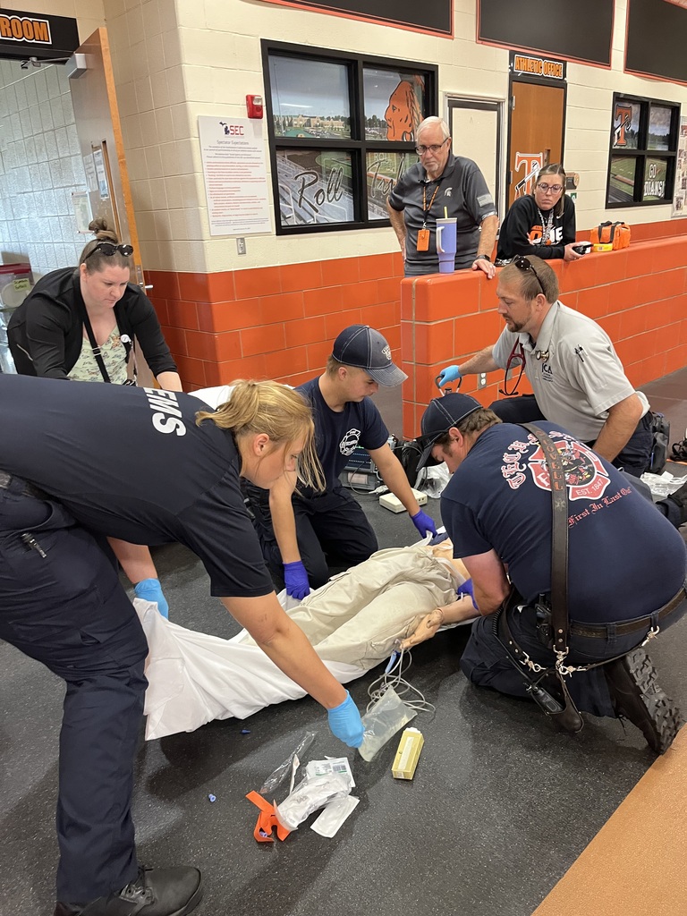 Tecumseh Public Schools is committed to being prepared for medical emergencies. On Friday, Tecumseh High School held our first cardiac emergency drill of the school year, as part of an emergency preparedness initiative led by our District Nurse. Working alongside our local EMS and Fire departments, staff participated in a realistic emergency simulation—from recognizing and responding to the emergency, calling 911, and working through the response process with our first responders from start to finish. These drills provide an opportunity to practice, identify potential challenges, and troubleshoot issues before a real emergency occurs. Our THS Medical Emergency Response Team did a fantastic job! 👏 Additional drills will be conducted at each of our school buildings in the coming months as we continue to strengthen our emergency preparedness and help ensure the safety of our students and staff.