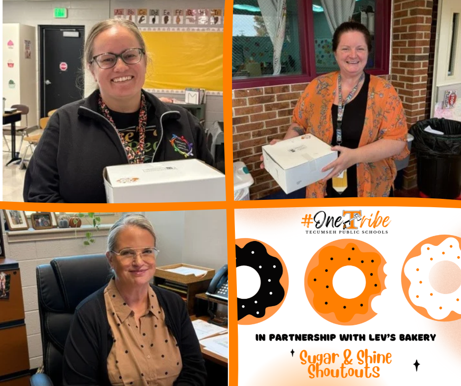 🍭 Sugar & Shine Spotlight! 🍭 Please join us in celebrating this week's Sugar & Shine recipients in partnership with Levs Bakery! 🌟 🎉 Toni Huff – TMS Behavior Consultant 🎉 Deidra Sanchez – Preschool Director 🎉 Tylene Smith – Executive Assistant to the Superintendent These wonderful team members make a difference through their dedication, hard work, and commitment to supporting our students, staff, and school community. We are so grateful for all they do! Help us congratulate Toni, Deidra, and Tylene on this well-deserved recognition! Don’t forget that you can submit a staff/volunteer shout-out, here https://forms.gle/gKZ5jis7RgVJysjU6 #onetribe