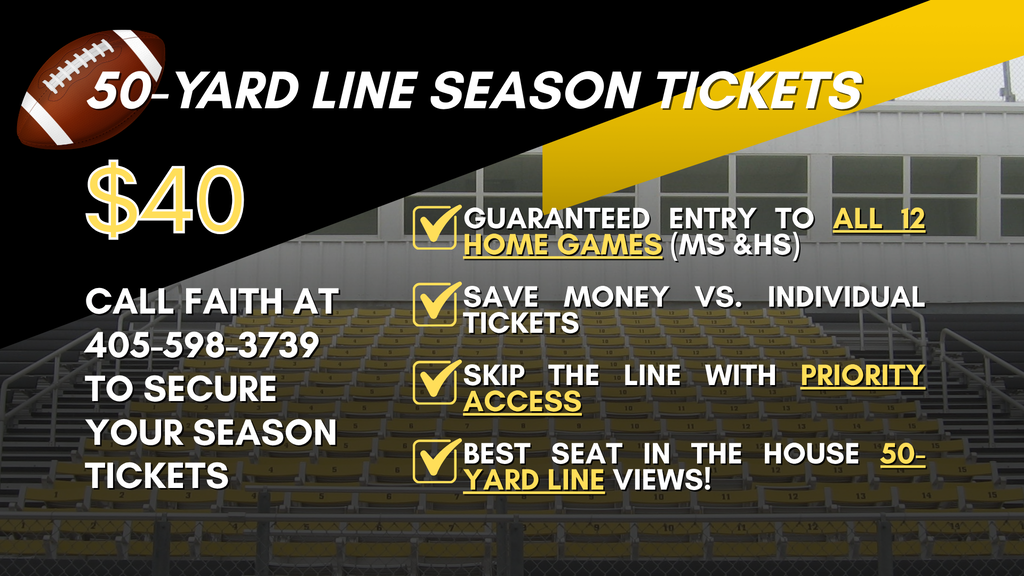Football Season Tickets on Sale now! Call the Board Office for more info. 