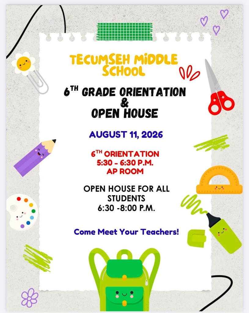 6th Grade Orientation on Aug. 11th, 5:30-6:30PM