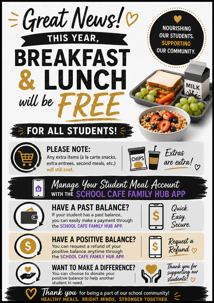 Breakfast and Lunch are now free for all students district wide!