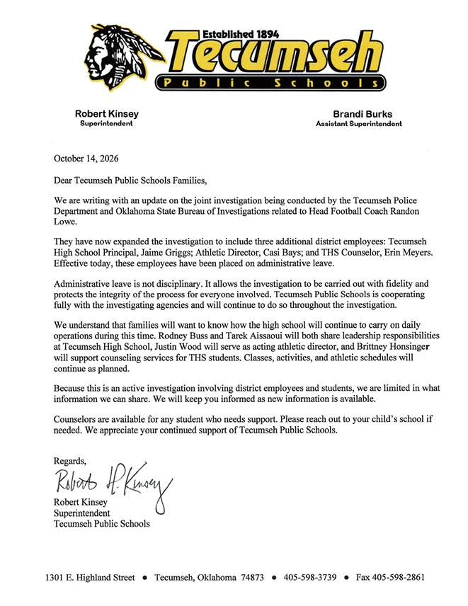 TPS Family Letter 10/14