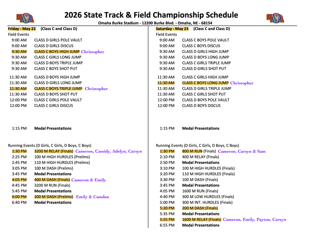 schedule