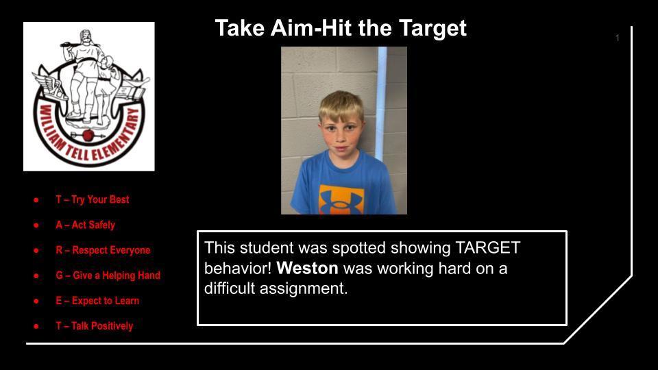 August Take Aim Winners