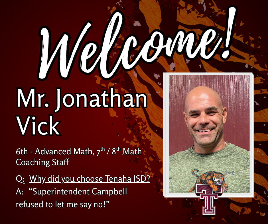 Welcome Jonathan Vick, Math Teacher and Coaching Staff
