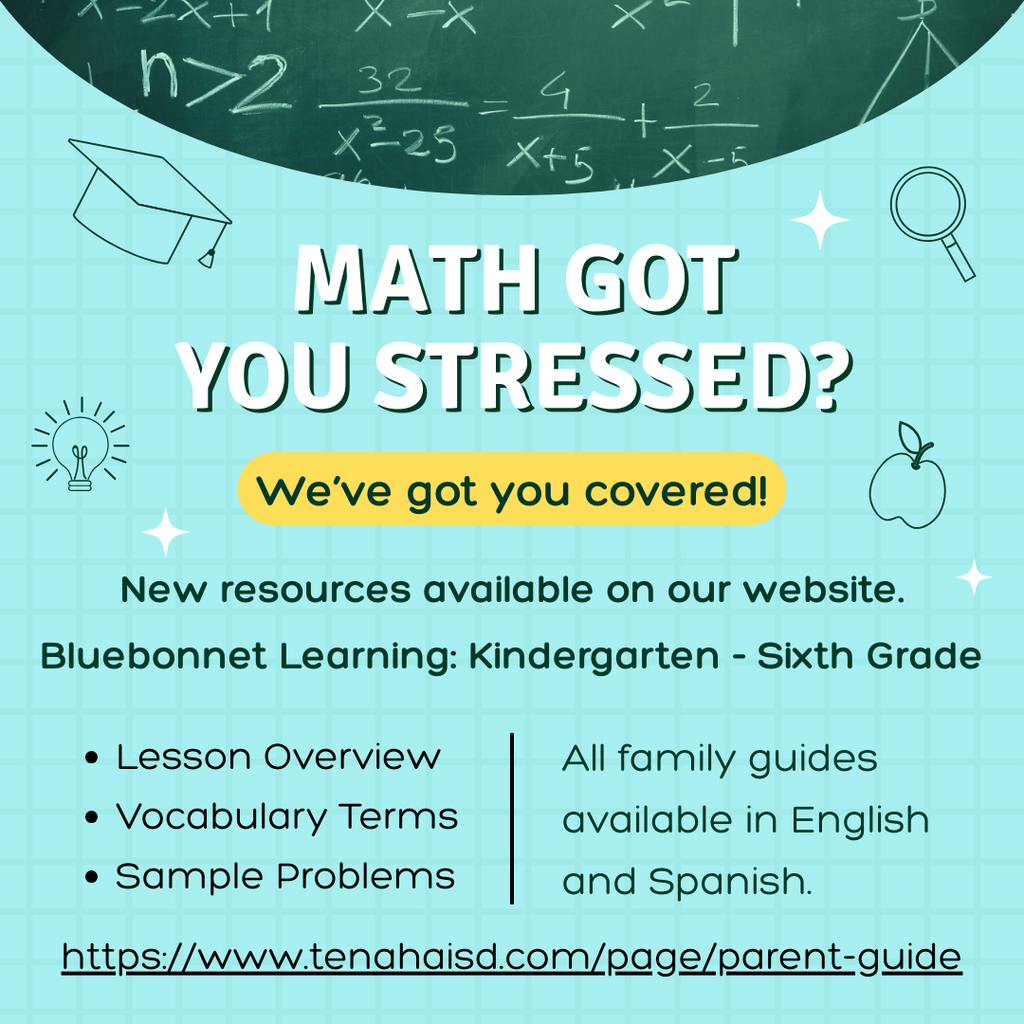 Math help - Bluebonnet Learning K-6th, Family Guides posted to school website.