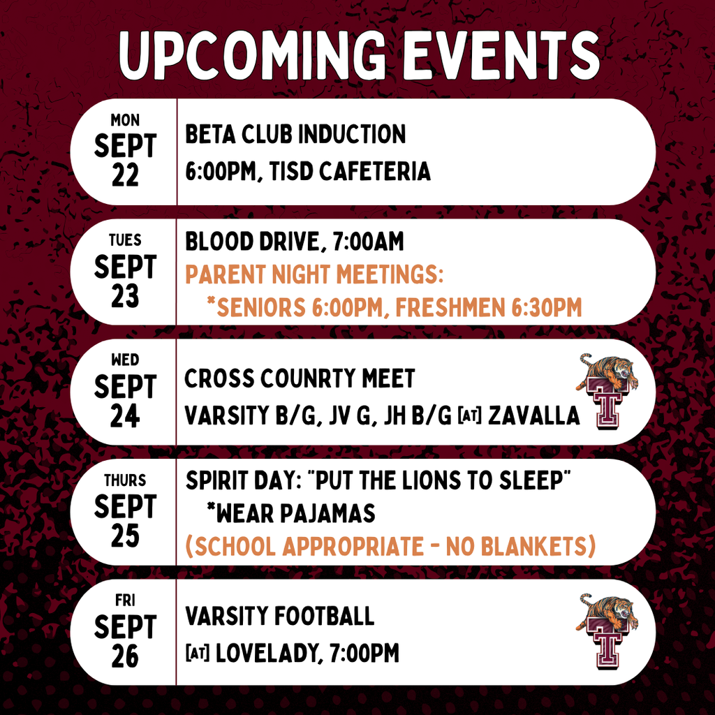 Upcoming Events: Week of Sept 22