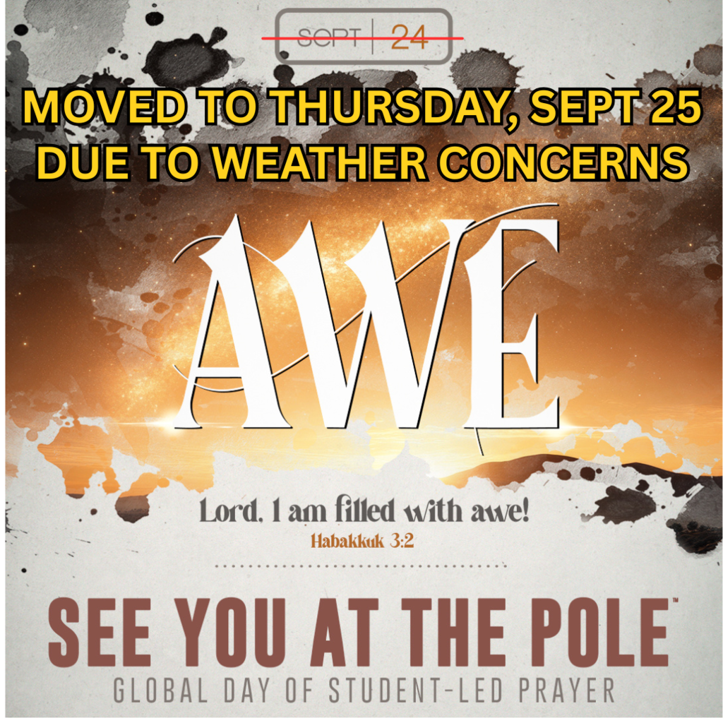 See you at the pole - Reschedule to Thurs Sept 25 due to weather concerns.