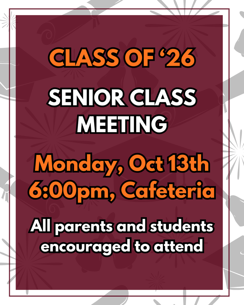 Senior Class Meeting - Monday, Oct 13th, 6:00pm, TISD Cafeteria