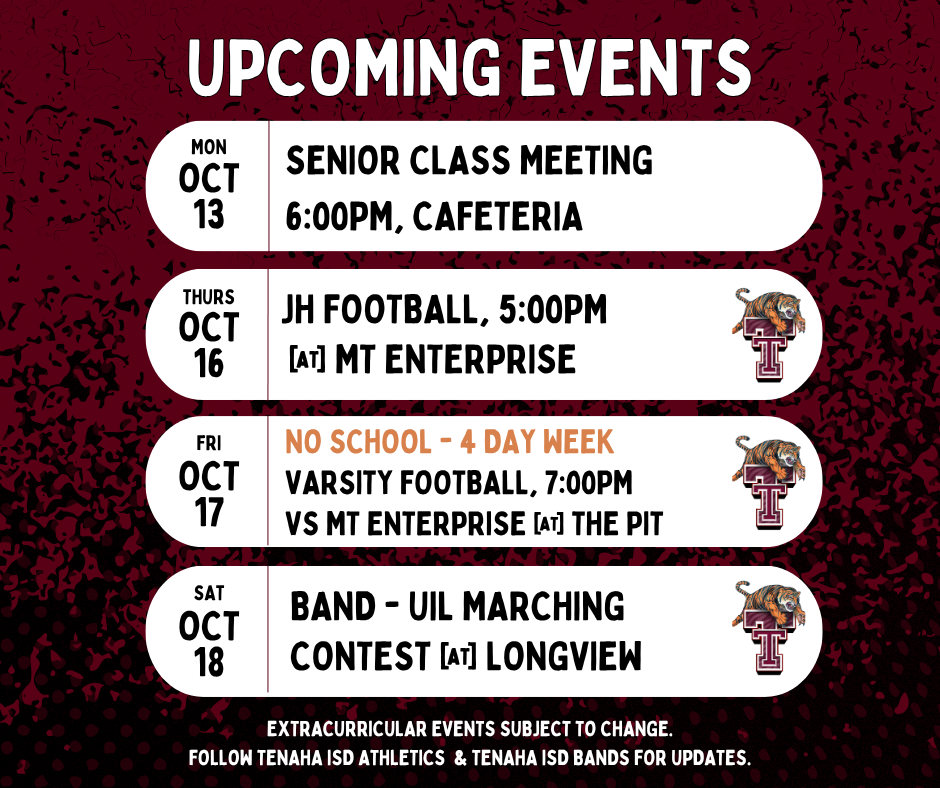 Upcoming Events - Week of Oct 13th
