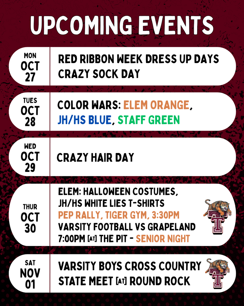 Upcoming Events: Week of Oct 27