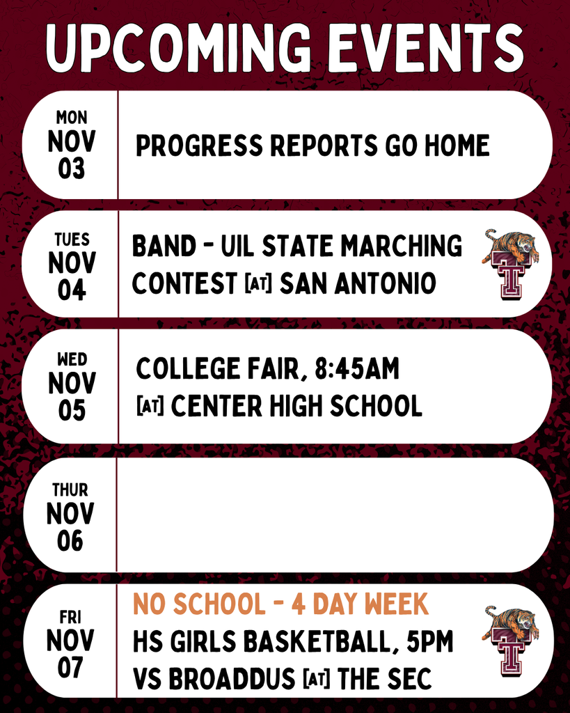 Upcoming Events - Week of November 3