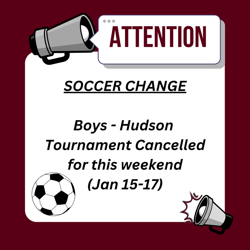 Boys Soccer - Hudson Tournament Cancelled (Jan 15-17)