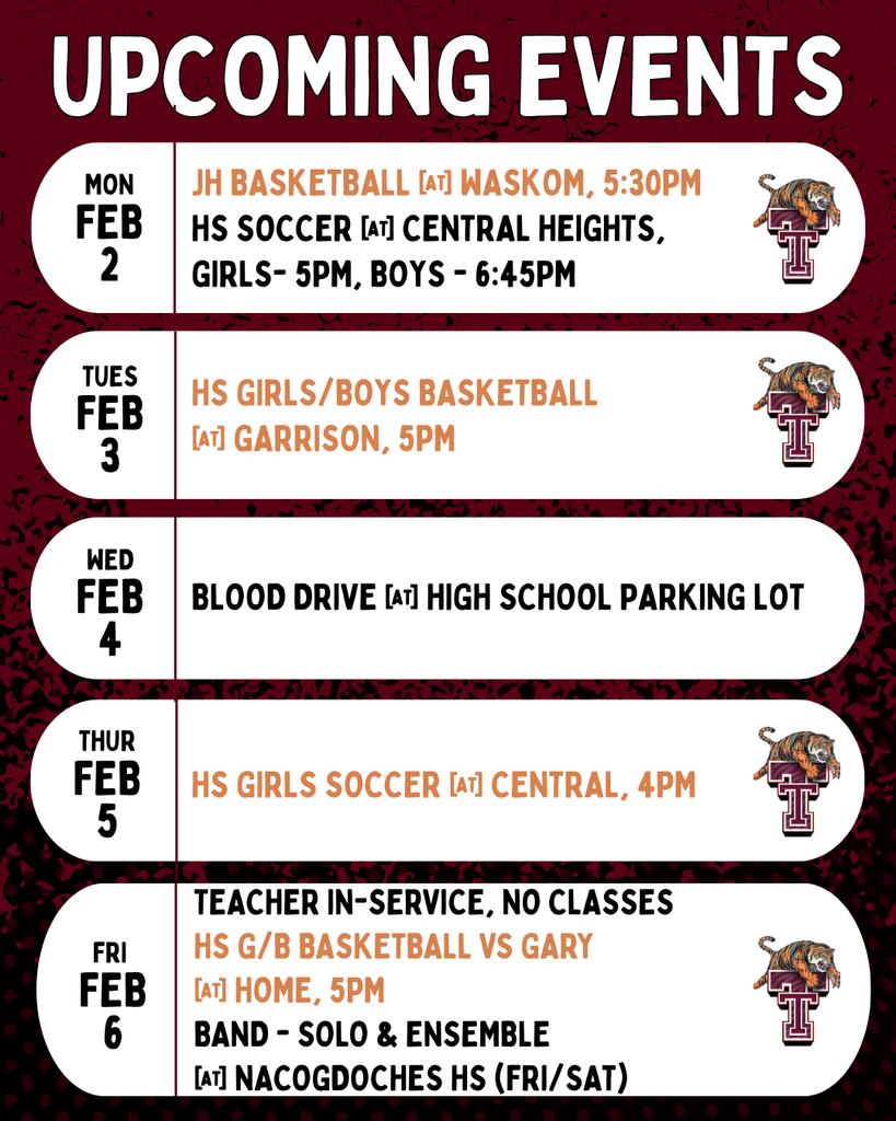 Upcoming Events: Week of Feb 2