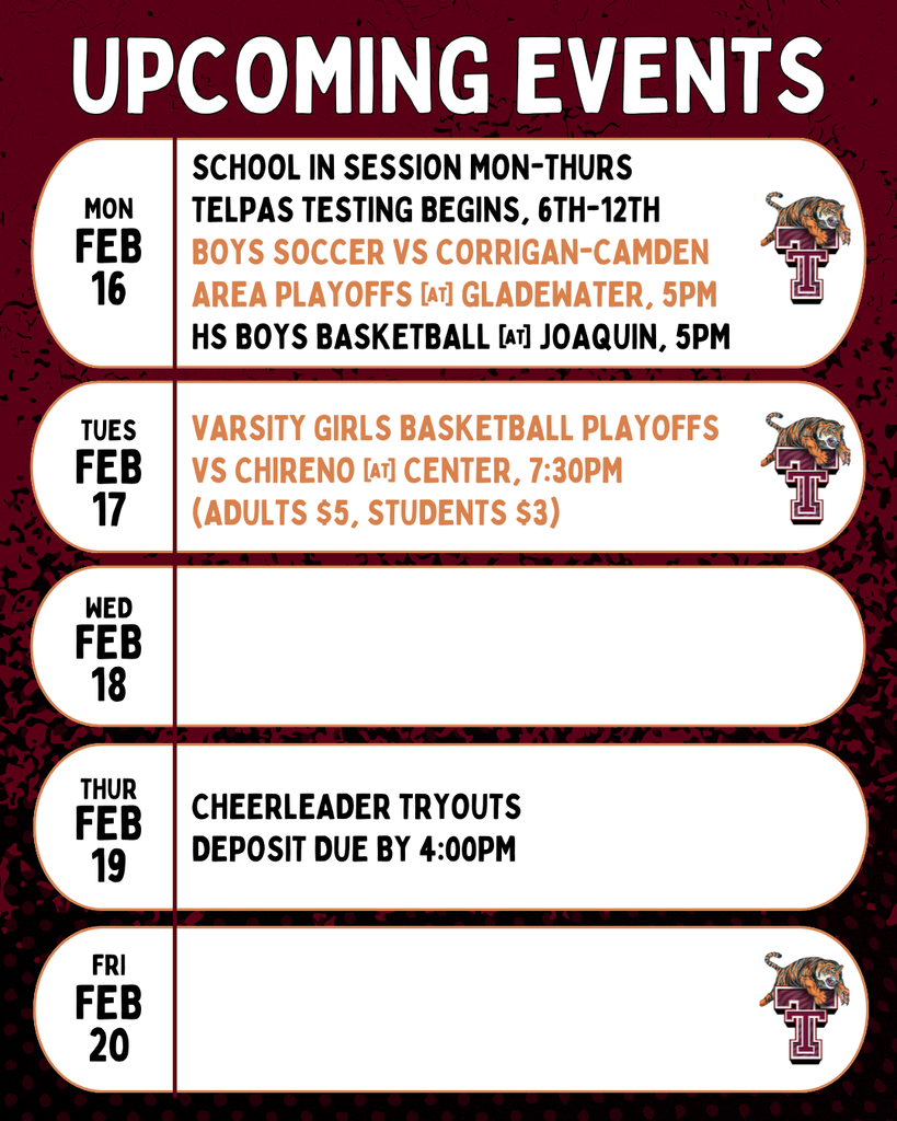 Upcoming Events: Week of Feb 16