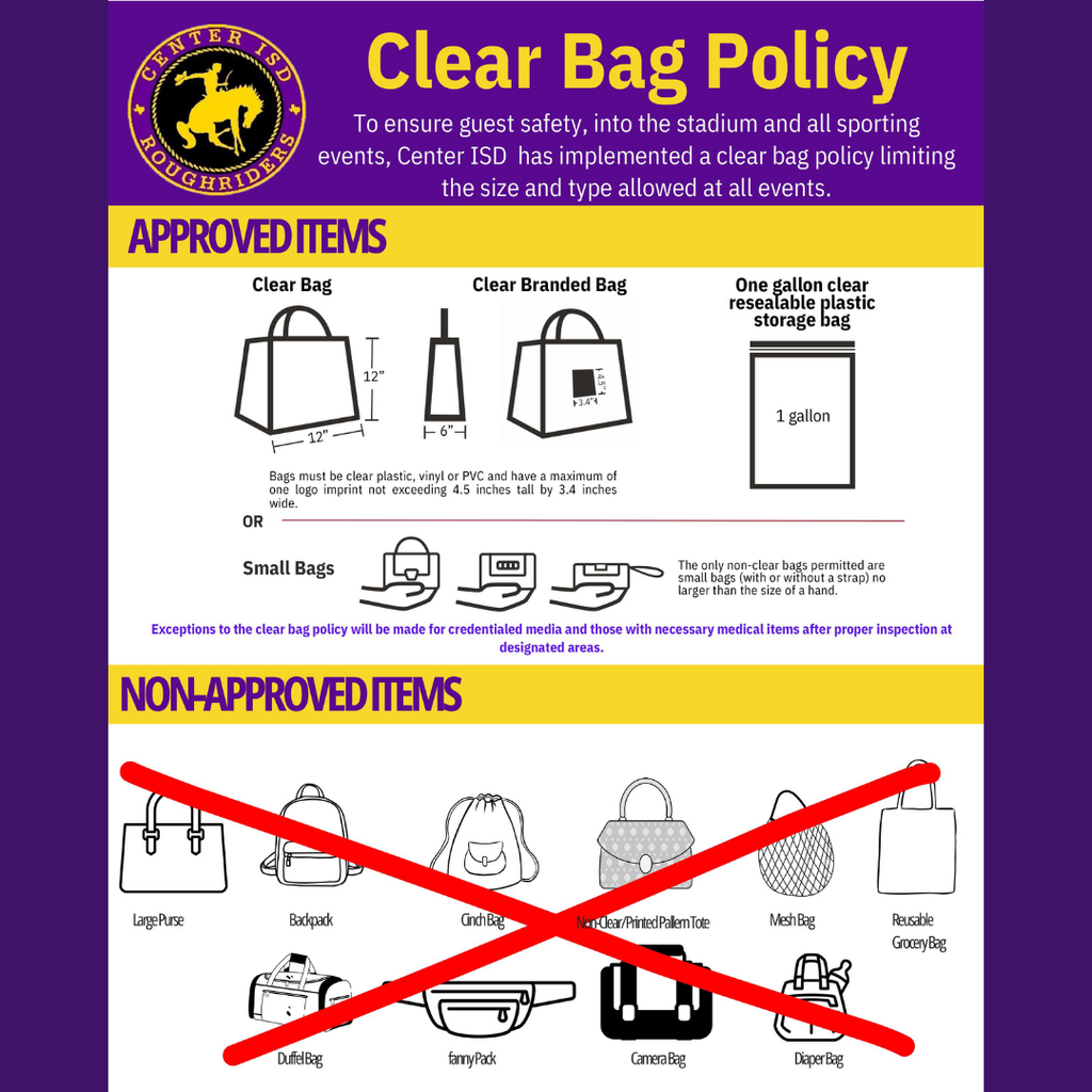 Center ISD clear bag policy