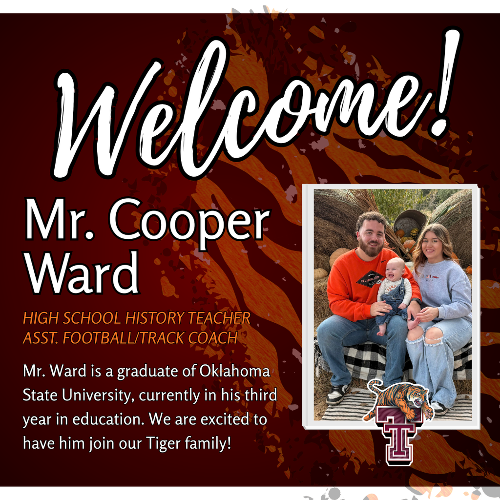 Welcome Cooper Ward, HS History, Asst Football/Track