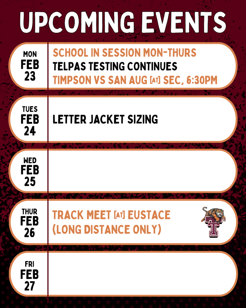 Upcoming Events: Week of Feb 23