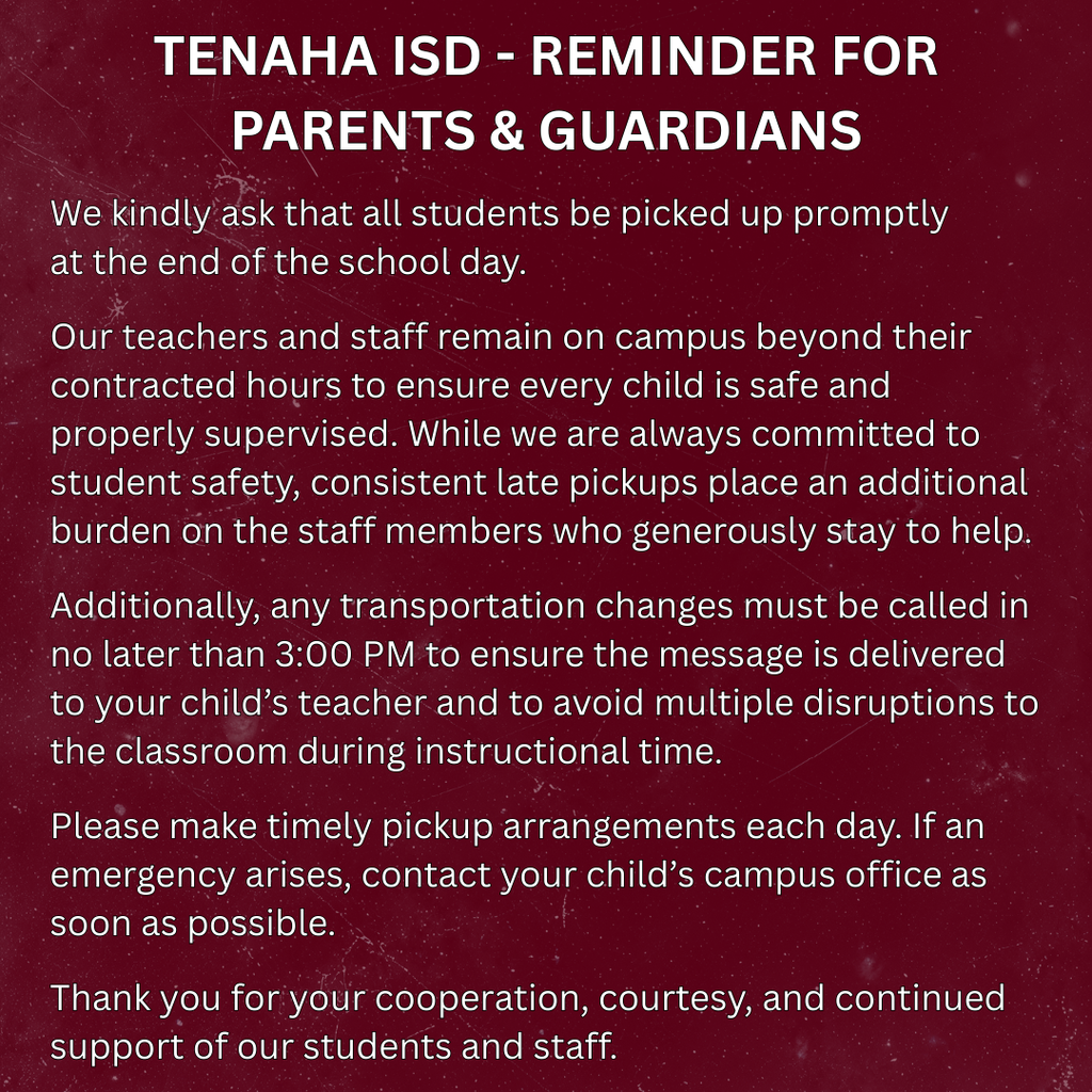 End of Day Pick Up Reminder