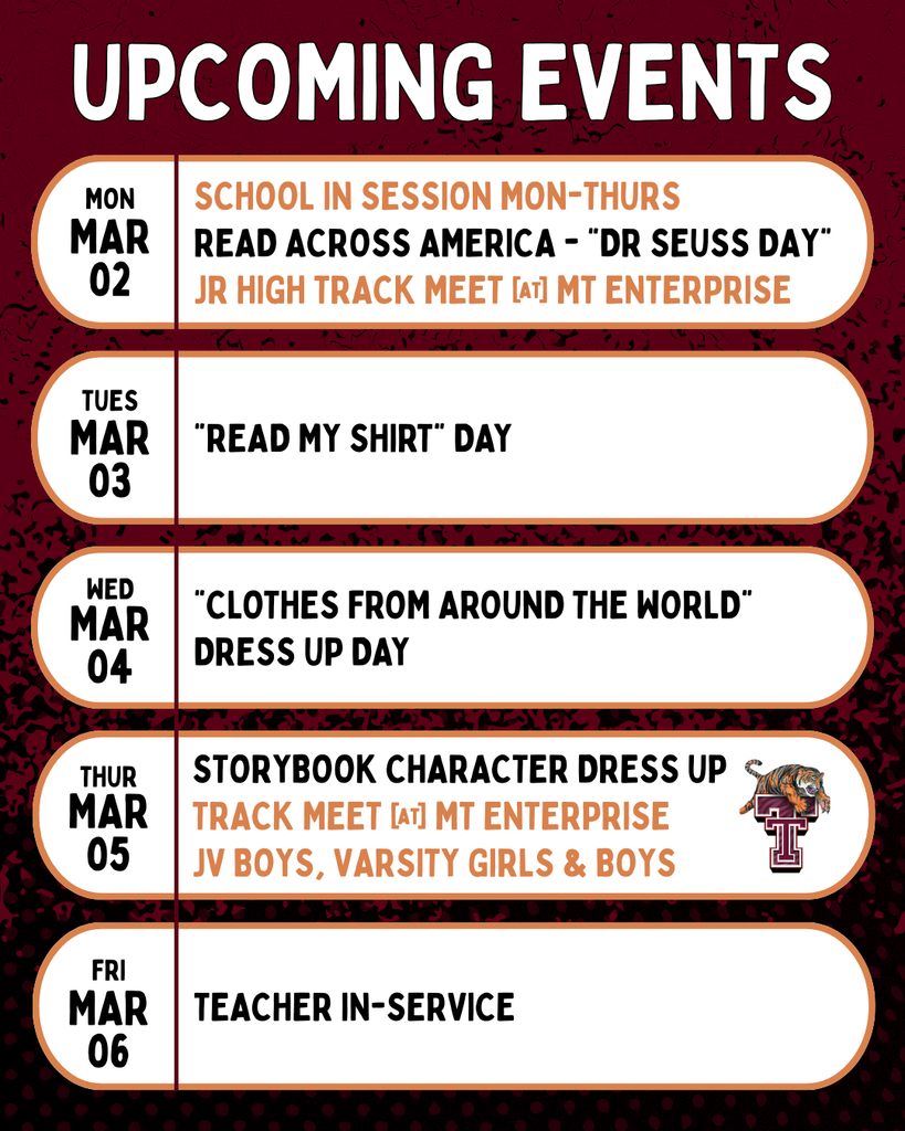 Upcoming Events: Week of March 2-6