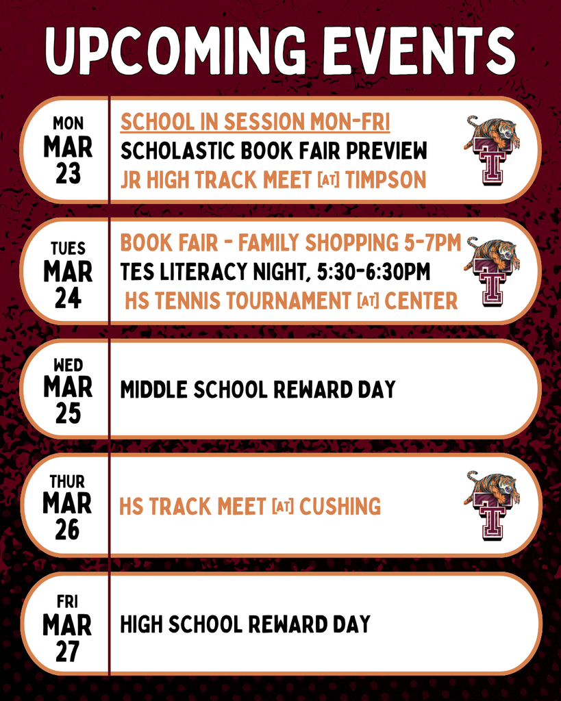 Upcoming Events: Week of March 23-27