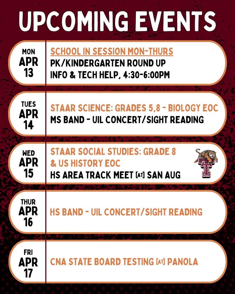 Upcoming Events: Week of April 13