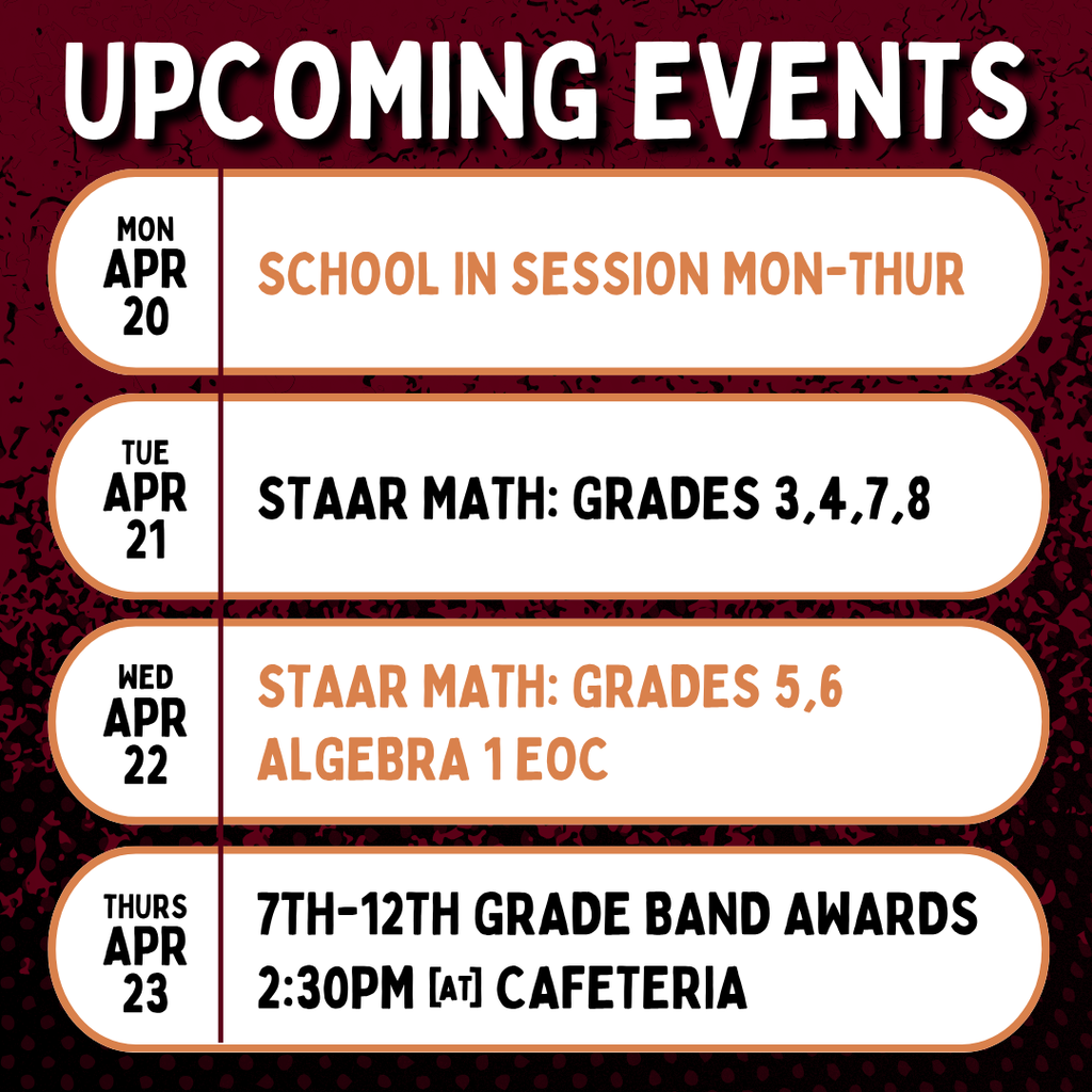 Upcoming Events: Week of April 20