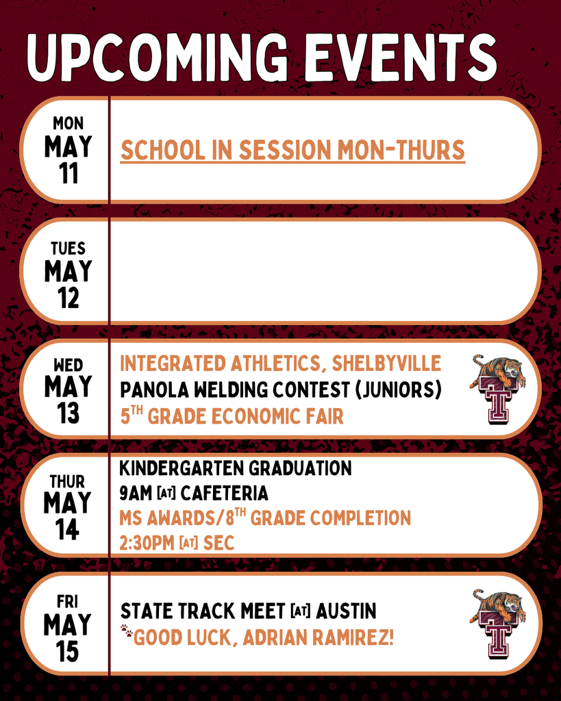 Upcoming Events: Week of May 11
