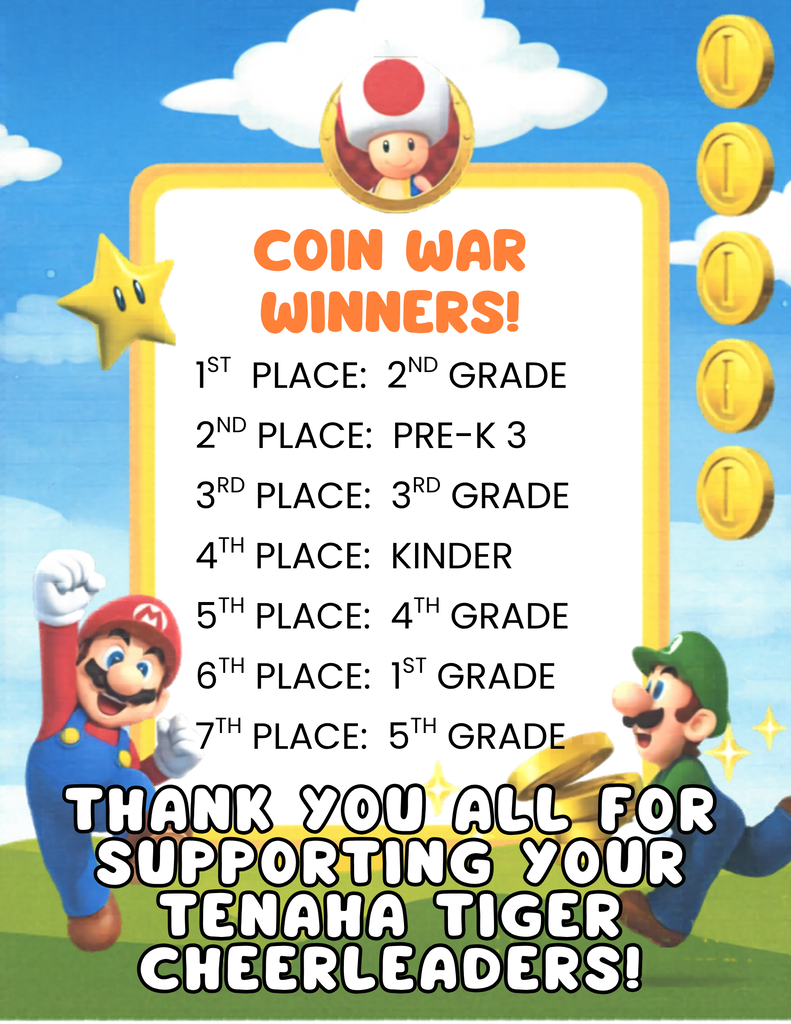 Coin War Winners - Cheerleader fundraiser