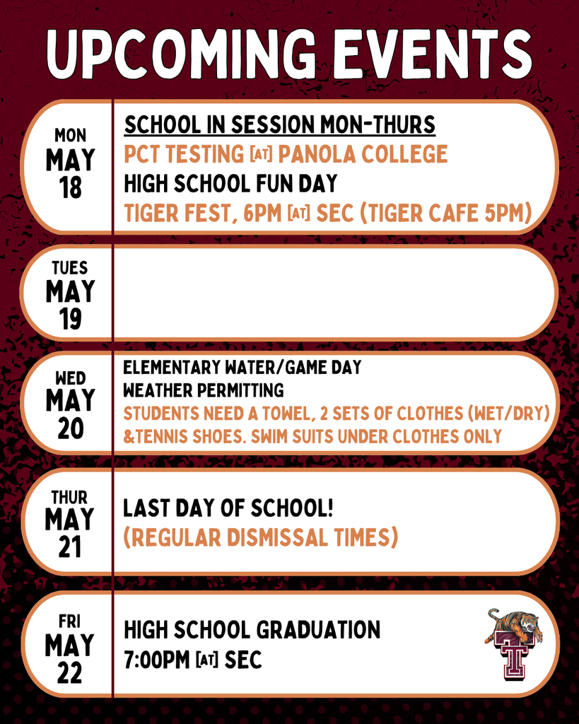 Upcoming Events: Week of May 18th
