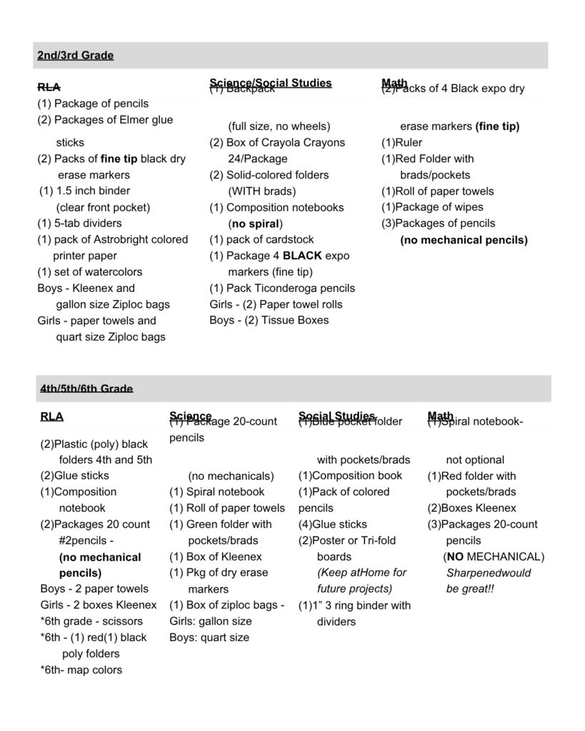 26-27 School Supply List, pg 2