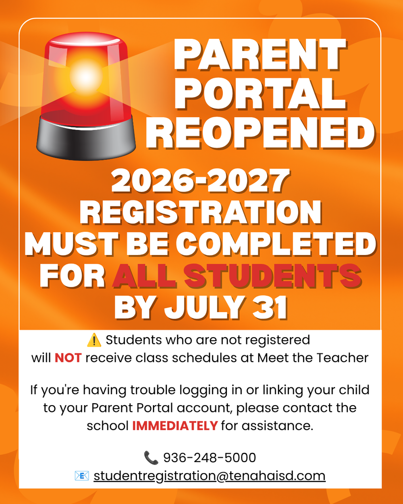 Parent Portal reopened to complete student registration for 2026-2027