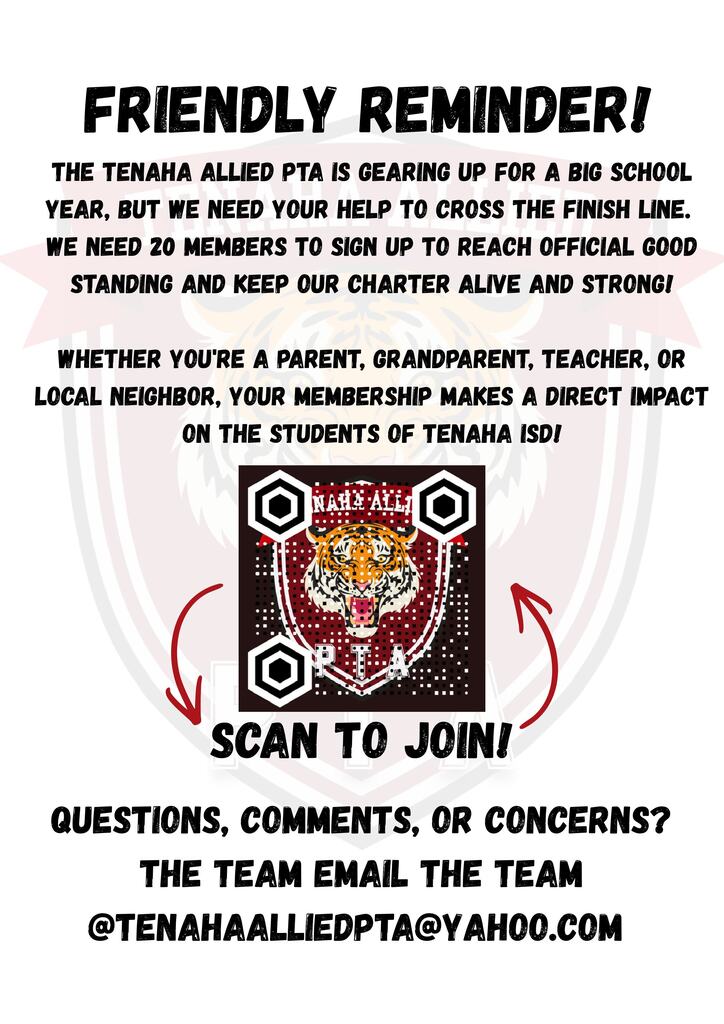 Tenaha Allied PTA OPEN ENROLLMENT