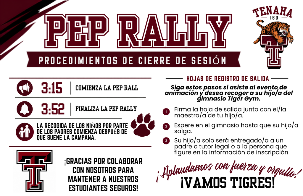 Pep Rally Sign Out Procedures - Spanish