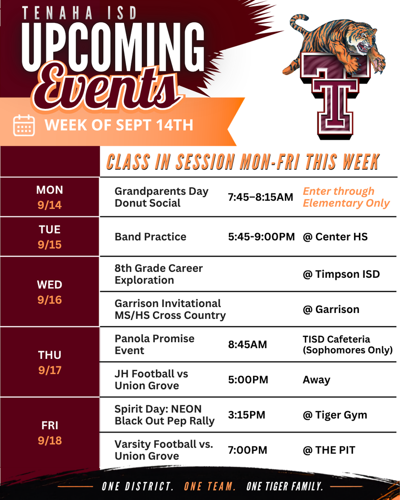 Upcoming Events: Week of Sept 14