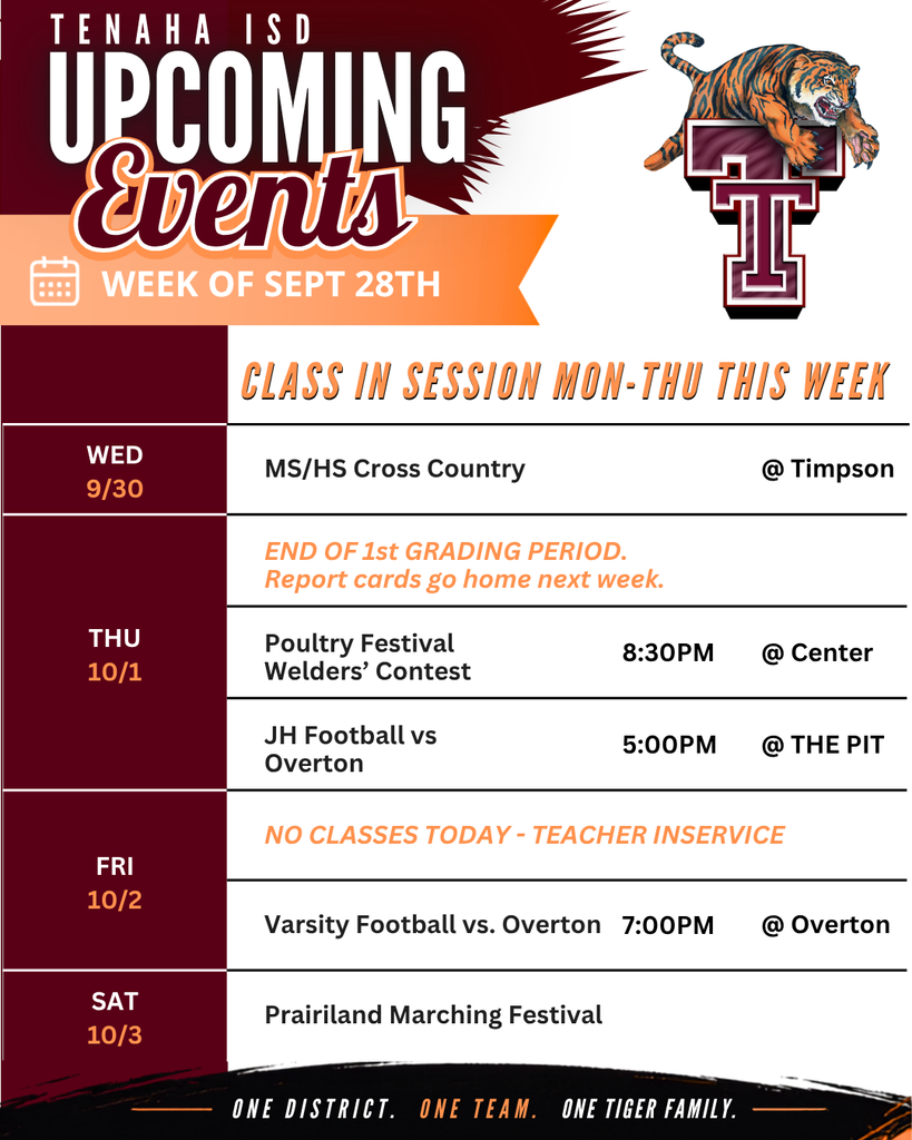Upcoming Events: Week of Sept 28
