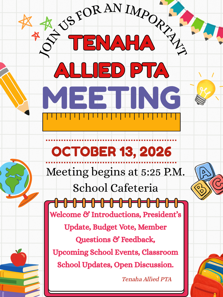 PTA Meeting, 10/13 @ 5:25pm