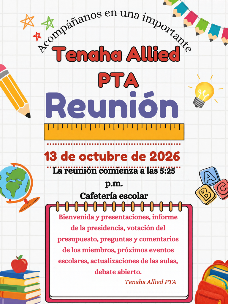 PTA Meeting, 10/13 @ 5:25pm
