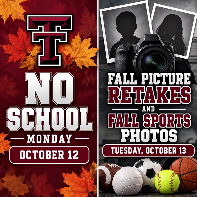 No school Monday, Fall sports pics Tuesday