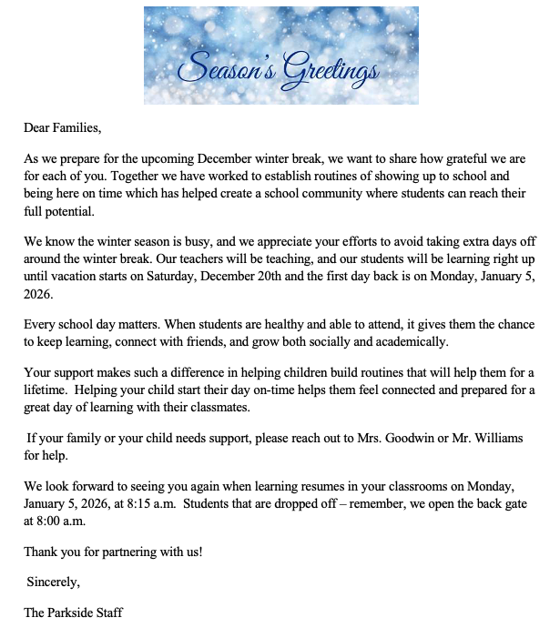 WINTER_BREAK LETTER 2025 ATTENDANCE