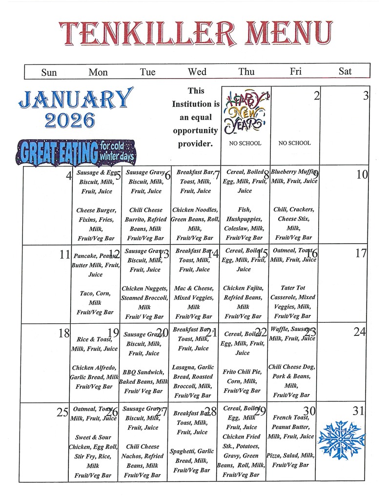 January Calendar/Menu