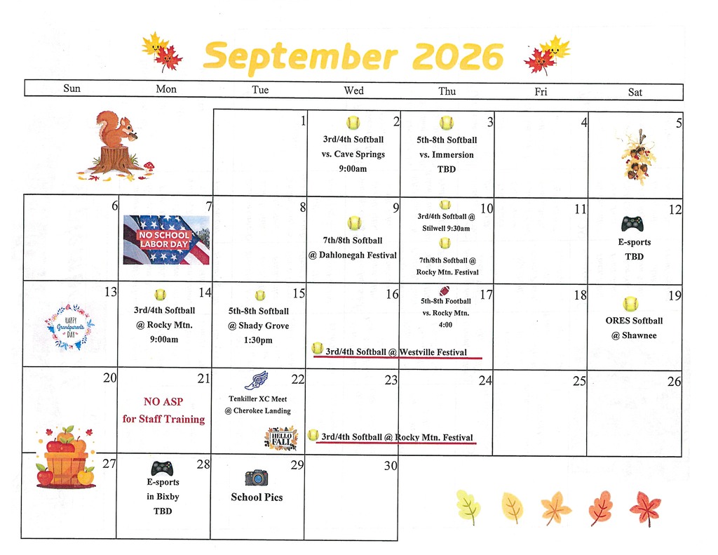 September Activity Calendar