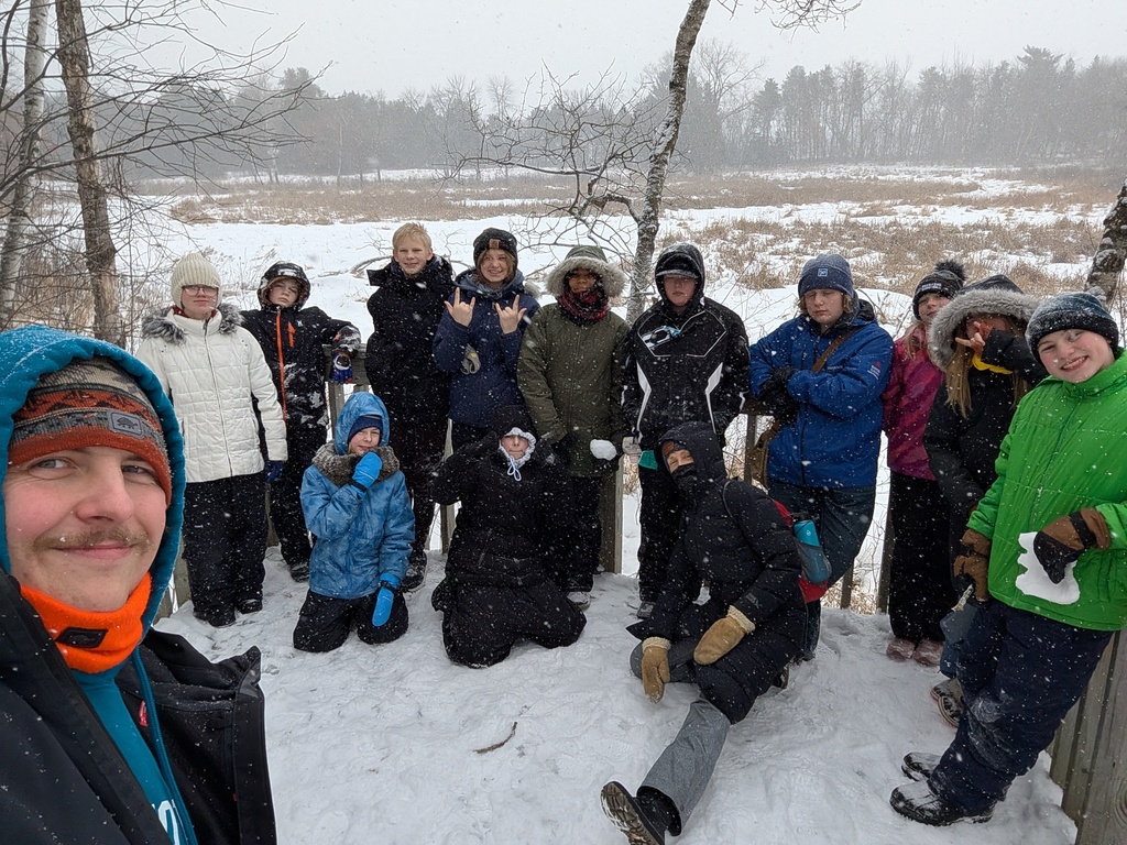 Terra Nova students and an advisor outdoors at Tamarack Nature Center 