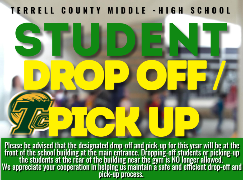 Please drop-off and pick-up students at the front of the school building.